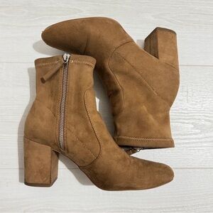 Zara Tan Heeled Suede Boots